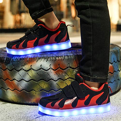 Ansel-UK LED Zapatos Verano Ligero Transpirable Alta 7 Colores USB Carga Luminosas Flash Deporte de Zapatillas con Luces Los Mejores Regalos para Niñas Niños Cumpleaños Navidad Reyes Mango