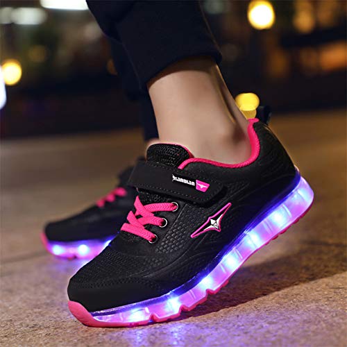 Ansel-UK LED Zapatos Verano Ligero Transpirable Bajo 7 Colores USB Carga Luminosas Flash Deporte de Zapatillas con Luces Los Mejores Regalos para Niñas Niños Cumpleaños Navidad Reyes Mango