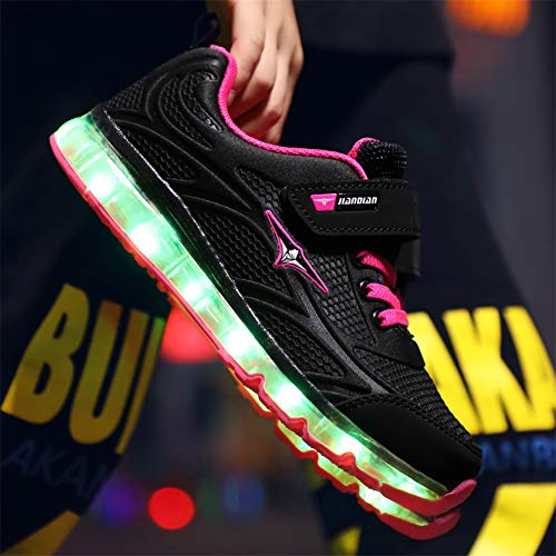 Ansel-UK LED Zapatos Verano Ligero Transpirable Bajo 7 Colores USB Carga Luminosas Flash Deporte de Zapatillas con Luces Los Mejores Regalos para Niñas Niños Cumpleaños Navidad Reyes Mango