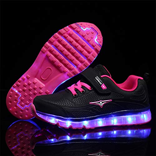 Ansel-UK LED Zapatos Verano Ligero Transpirable Bajo 7 Colores USB Carga Luminosas Flash Deporte de Zapatillas con Luces Los Mejores Regalos para Niñas Niños Cumpleaños Navidad Reyes Mango