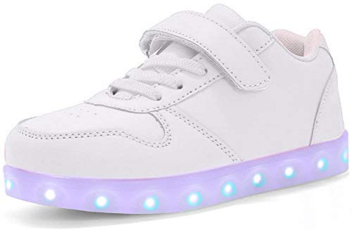 Ansel-UK LED Zapatos Verano Ligero Transpirable Bajo 7 Colores USB Carga Luminosas Flash Deporte de Zapatillas con Luces Los Mejores Regalos para Niños Niñas Cumpleaños Navidad Reyes Mango