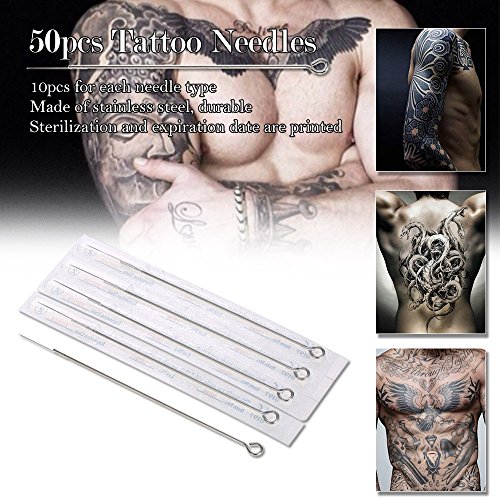 Anself Agujas Tatuaje Desechables Estéril Adhesivo en 5 Modelos 1RL 3RL 5RL 7RL 9RL 50ST