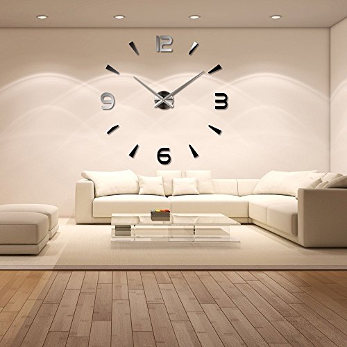 Anself ¡Creativo! DIY Reloj de pared extraíble de dígitos simples del efecto de espejo de acrílico vidrio de decal para la decoración del hogar Anself ¡Creativo! DIY Reloj de pared extraíble de dígitos simples del efecto de espejo de acrílico vidrio de decal para la decoración del hogar