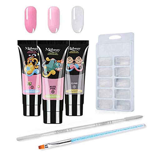 Anself Nail Gel Kit, con Extensión de Uñas de Gel de 15 ml * 3 Colores, con Lápiz de Terapia de Luz de Taladro Azul, Cajón de Acero de Doble Cabezal y 100 Piezas de Bandejas de Uñas