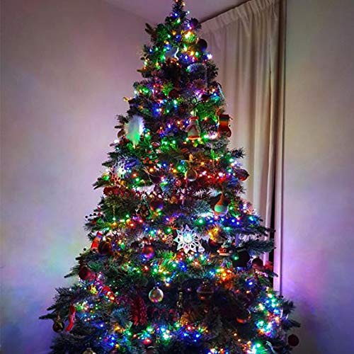 ANSIO Árbol de Navidad luces 1000 LED 25m Multicolor Luces interiores exteriores Decoraciones Luces de hadas Luces de red Alimentación de 82 pies Longitud de la luz 32 pies Cable de plomo Cable verde