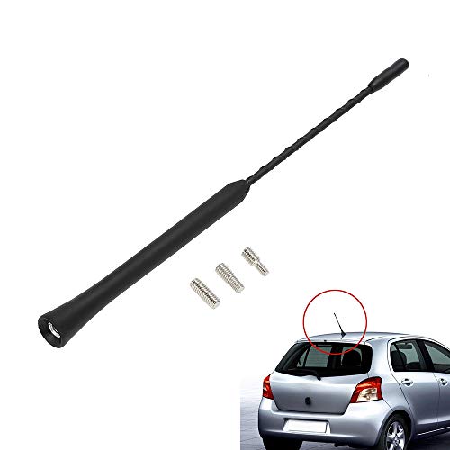 Antena de Radio Universal para Coche Radio Am/FM Negro con Adaptador autoradio estéreo antiruido (23cm / 9 Inch Short)