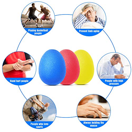 Anti estrés Bolas, 3 Piezas Fortalecedor de Mano Pelota de Agarre, Pelota de Alivio de estrés - Huevo para Ejercicios y Rehabilitación Fortalecimiento de Manos y Dedos