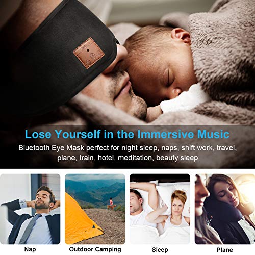 Antifaz de Dormir Bluetooth 5.0 Inalámbrico Auricular de Dormir Mácara de Ojo 3D con Altavoces HD Ultradelgados Ajustable, Antifaz para Dormir Viaje Meditación