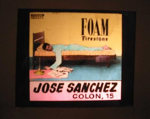 Antigua PUBLICIDAD EN CRISTAL PARA CINES : FOAM Firestone - Colchones - José Sanchez - Valencia