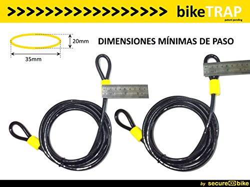 Antirrobo bicicleta: Cable 2,5m x 8mm de acero de doble lazo para soporte antirrobo bikeTRAP