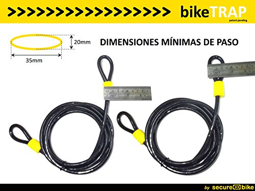 Antirrobo bicicleta: Cable 2,5m x 8mm de acero de doble lazo para soporte antirrobo bikeTRAP Antirrobo bicicleta: Cable 2,5m x 8mm de acero de doble lazo para soporte antirrobo bikeTRAP