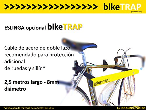 Antirrobo bicicleta: Cable 2,5m x 8mm de acero de doble lazo para soporte antirrobo bikeTRAP Antirrobo bicicleta: Cable 2,5m x 8mm de acero de doble lazo para soporte antirrobo bikeTRAP