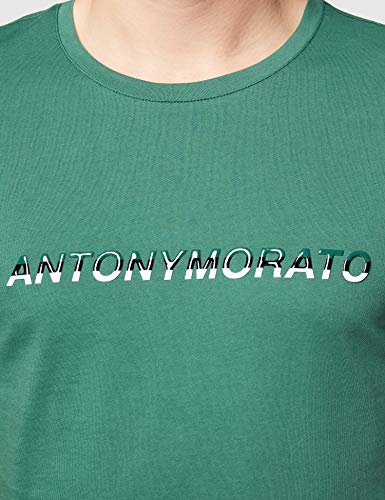 Antony Morato T-Shirt Basica Regular con Stampa Logo Camiseta de Tirantes, Verde (Verde Smeraldo 4054), Small para Hombre Antony Morato T-Shirt Basica Regular con Stampa Logo Camiseta de Tirantes, Verde (Verde Smeraldo 4054), Small para Hombre