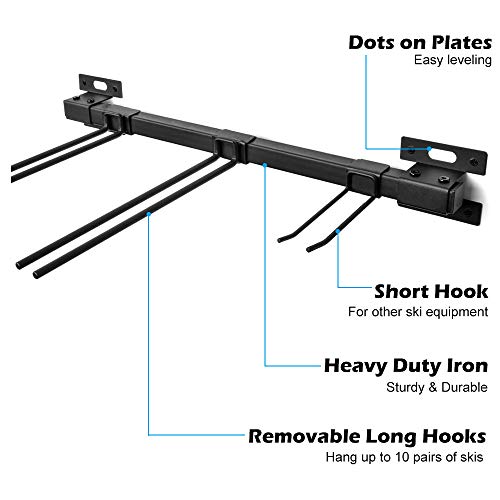 ANTOPY Soporte para Almacenamiento de esquí, Soporte de Pared para Snowboard para el hogar y el Garaje, Soporte para organización, 10 Pares