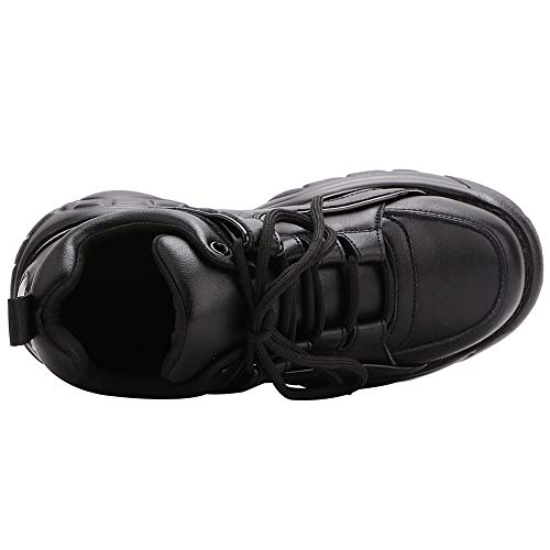 ANUFER Mujer Plataforma Alta con Cordones Casual Zapatos de Deporte Negro SN02920 EU36 ANUFER Mujer Plataforma Alta con Cordones Casual Zapatos de Deporte Negro SN02920 EU36