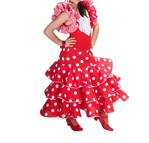 Anuka Vestido de niña para Danza Flamenco o sevillanas (Rojo, 2 años)