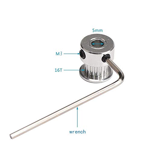 Anyasen correa dentada 6mm correa gt2 6mmx2m GT2 Correa de distribución rueda de polea de sincronización 5mm 16 dientes Polea de aluminio Polea de cinturón para Impresora 3D