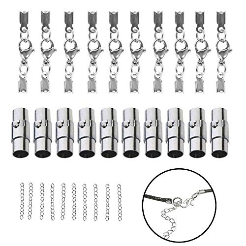 Anyasen Mosquetones para bisutería cierres para pulseras colgante Plata Cierre Hebilla Magnetico Oro 3mm para Cordón de Cuero Pulsera Brazalete DIY 20 piezas Anyasen Mosquetones para bisutería cierres para pulseras colgante Plata Cierre Hebilla Magnetico Oro 3mm para Cordón de Cuero Pulsera Brazalete DIY 20 piezas