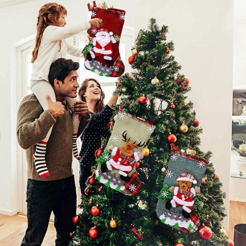 Anyingkai 4pcs Calcetín de Navidad,Calcetines Navidad Chimenea,Calcetín de Navidad Bolsa,Navidad Chimenea,Chimenea Navidad Decorativa,Calcetines de Navidad para Colgar