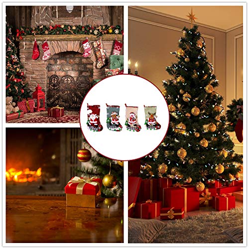 Anyingkai 4pcs Calcetín de Navidad,Calcetines Navidad Chimenea,Calcetín de Navidad Bolsa,Navidad Chimenea,Chimenea Navidad Decorativa,Calcetines de Navidad para Colgar