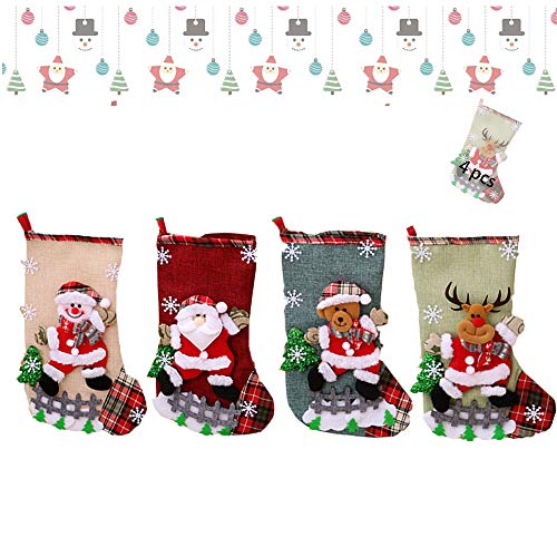 Anyingkai 4pcs Calcetín de Navidad,Calcetines Navidad Chimenea,Calcetín de Navidad Bolsa,Navidad Chimenea,Chimenea Navidad Decorativa,Calcetines de Navidad para Colgar