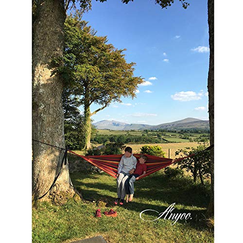 Anyoo Hamaca de Algodón para Jardín al Aire Libre Cama Portátil de Lona con Cuerdas para Acampar Capacidad de 200 Kg Peso Ligera con Bolsa para Jardín Patio Trasero Playa Mochileros Anyoo Hamaca de Algodón para Jardín al Aire Libre Cama Portátil de Lona con Cuerdas para Acampar Capacidad de 200 Kg Peso Ligera con Bolsa para Jardín Patio Trasero Playa Mochileros