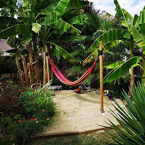 Anyoo Hamaca de Algodón para Jardín al Aire Libre Cama Portátil de Lona con Cuerdas para Acampar Capacidad de 200 Kg Peso Ligera con Bolsa para Jardín Patio Trasero Playa Mochileros