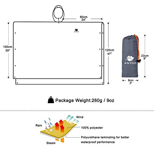 Anyoo Poncho de Lluvia Reusable de Ripstop transpirante Ligero a Prueba de Agua Multiuso Impermeable con Capucha de Lona de Tienda de Campaña Ideal para el Aire Libre Campamento Excursionismo y Pesca