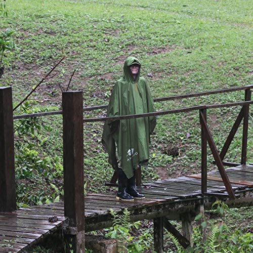 Anyoo Poncho de Lluvia Reusable de Ripstop transpirante Ligero a Prueba de Agua Multiuso Impermeable con Capucha de Lona de Tienda de Campaña Ideal para el Aire Libre Campamento Excursionismo y Pesca