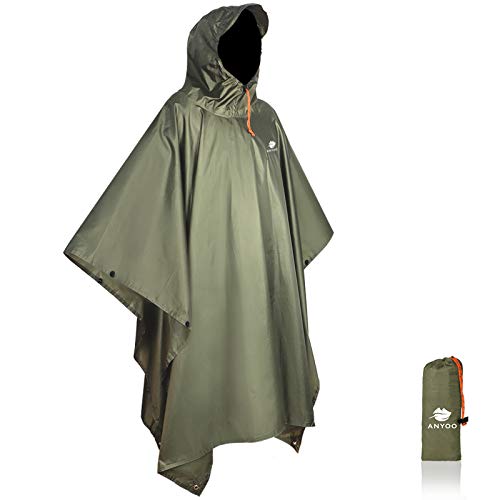 Anyoo Poncho de Lluvia Reusable de Ripstop transpirante Ligero a Prueba de Agua Multiuso Impermeable con Capucha de Lona de Tienda de Campaña Ideal para el Aire Libre Campamento Excursionismo y Pesca Anyoo Poncho de Lluvia Reusable de Ripstop transpirante Ligero a Prueba de Agua Multiuso Impermeable con Capucha de Lona de Tienda de Campaña Ideal para el Aire Libre Campamento Excursionismo y Pesca