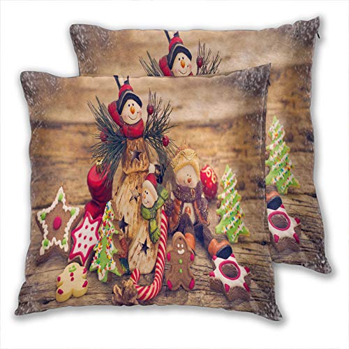 anzonto Fundas de almohada de terciopelo con muñeco de nieve en la mesa de Navidad para sofá, cama, silla, decoración, 55 x 55 cm, paquete de 2 anzonto Fundas de almohada de terciopelo con muñeco de nieve en la mesa de Navidad para sofá, cama, silla, decoración, 55 x 55 cm, paquete de 2