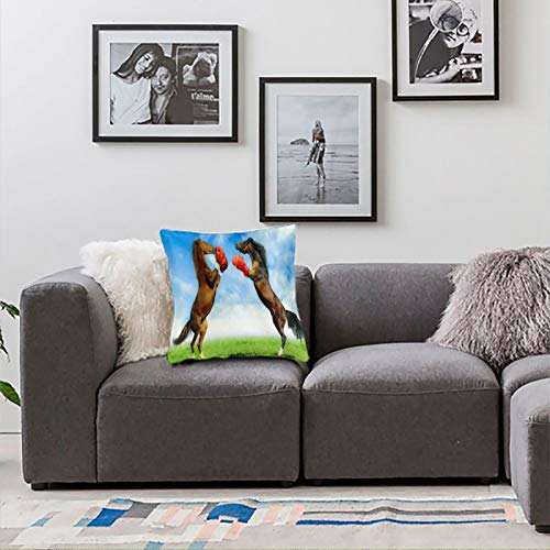 anzonto Juego de 2 fundas de almohada de caballo con guantes de boxeo para sofá, cama, silla, decoración de 45 x 45 cm.