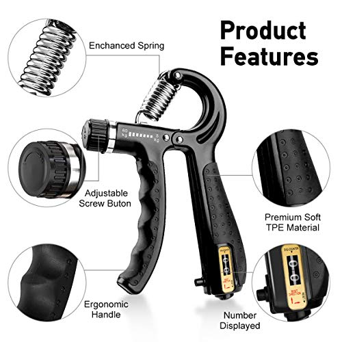 AODOOR Fortalecedor de Agarre, 5 Piezas Fortalecedores de Mano Kit, 5-60KG Agarrador de Mano Ajustable, Ejercitador de Dedos, Estirador de Dedos, Anillo de Ejercicio y Antiestrés Bola AODOOR Fortalecedor de Agarre, 5 Piezas Fortalecedores de Mano Kit, 5-60KG Agarrador de Mano Ajustable, Ejercitador de Dedos, Estirador de Dedos, Anillo de Ejercicio y Antiestrés Bola