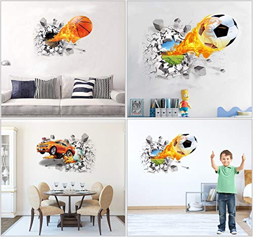 Aoligei 3D Fútbol Pegatinas de pared Sala de estar Dormitorio Calcomanía Dibujos animados Niños Adolescentes Niños Habitación extraíble Autoadhesivo Pegatinas de pared Papel tapiz Póster