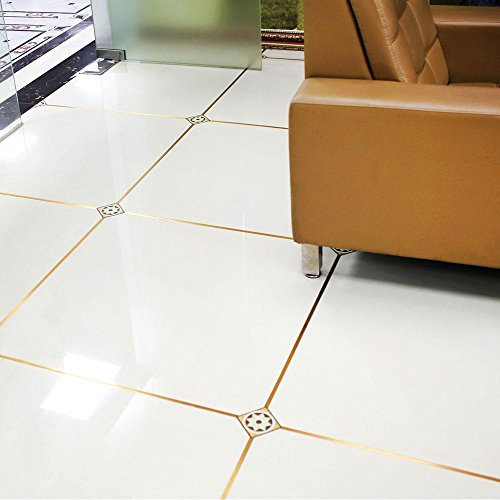 AOLVO Cinta adhesiva para el suelo de calafateo, línea dorada, lámina dorada/plateada, autoadhesiva, para decoración de azulejos, 1 x 150 pies AOLVO Cinta adhesiva para el suelo de calafateo, línea dorada, lámina dorada/plateada, autoadhesiva, para decoración de azulejos, 1 x 150 pies