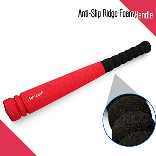 Aoneky Mini Set de Béisbol de Espuma para Niños - Bate y Pelota, Juguete de beisbol para Entrenamiento Diversión, Juego Seguro Espuma Suave, Deportes al Aire Libre Exterior Interior (Rojo)