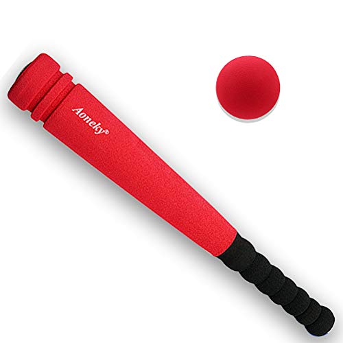 Aoneky Mini Set de Béisbol de Espuma para Niños - Bate y Pelota, Juguete de beisbol para Entrenamiento Diversión, Juego Seguro Espuma Suave, Deportes al Aire Libre Exterior Interior (Rojo)