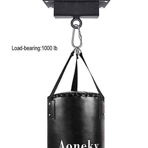 Aoneky Soporte de Techo para Saco de Boxeo - Colgador con Mosquetón para Bolsa Pesada Correa para Yoya TRX, Montaje en Techo, Acero Resistente, Capacidad de Carga 300 kg, Accesorios Deportivos