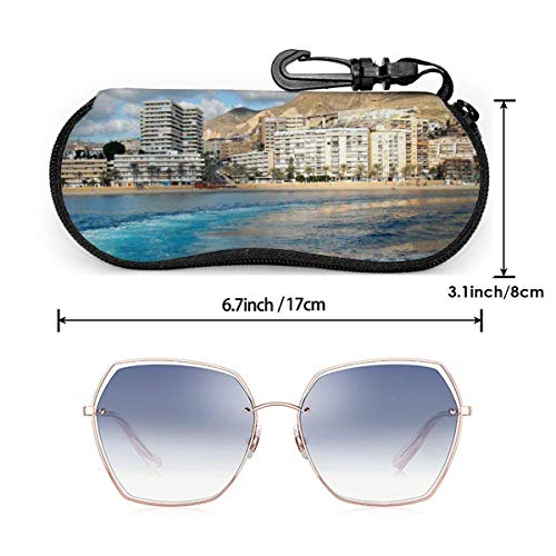 AOOEDM aguadulce almeria estuche para gafas de sol, ultraligero, portátil, de viaje, con cremallera, estuche para anteojos, estuche de protección suave para gafas con mosquetón