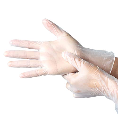 aoory 200 Guantes Desechables aislados de contaminante en Caja de PVC para protección del Trabajo doméstico, Guantes de protección Laboral Transparentes, tamaño S