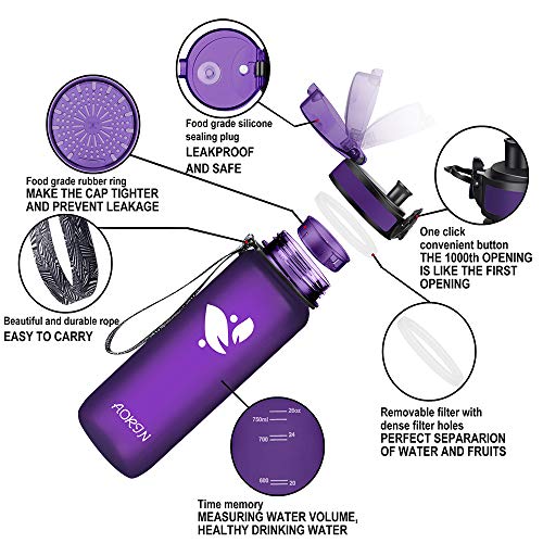 AORIN Botella de Agua Deportiva-350ml/500ml/750ml/1000ml-Botella Agua Ninos Sin BPA,Impermeable y Reutilizable,Aplicar a Deportiva, Gimnasio, Trekking,Botella Agua Bicicleta (17oz Orchid) AORIN Botella de Agua Deportiva-350ml/500ml/750ml/1000ml-Botella Agua Ninos Sin BPA,Impermeable y Reutilizable,Aplicar a Deportiva, Gimnasio, Trekking,Botella Agua Bicicleta (17oz Orchid)
