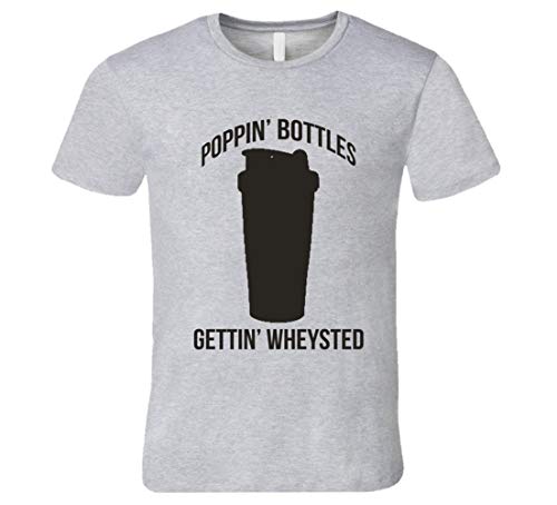 AOSION Poppin Bottles Getting Wheysted divertido entrenamiento Fitness Whey desperdiciado camiseta gris AOSION Poppin Bottles Getting Wheysted divertido entrenamiento Fitness Whey desperdiciado camiseta gris