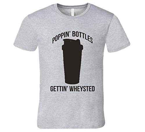 AOSION Poppin Bottles Getting Wheysted divertido entrenamiento Fitness Whey desperdiciado camiseta gris