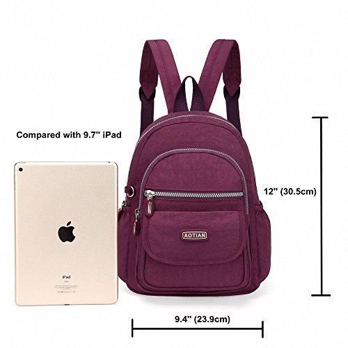 AOTIAN Mujer Mini Nailon Mochilas 7 litros, Morado AOTIAN Mujer Mini Nailon Mochilas 7 litros, Morado
