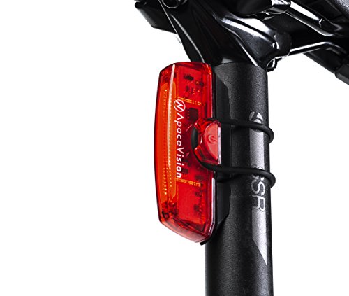 Apace Vision Luz Trasera para Bicicleta Recargable USB - Potente LED Faro Trasero Bici - Muy Luminoso y Fácil de Instalar Luces Rojas Máxima Seguridad Ciclismo