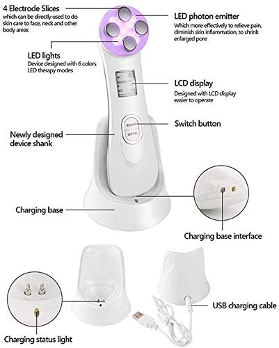 Aparato Facial Ultrasonido Dispositivo de Belleza Ultrasónico,Masajeador Facial de Belleza Multifuncion5 in1, 6 Modos de Máquina de Belleza LED dispositivo de masaje de Mesoterapia Aparato Facial Ultrasonido Dispositivo de Belleza Ultrasónico,Masajeador Facial de Belleza Multifuncion5 in1, 6 Modos de Máquina de Belleza LED dispositivo de masaje de Mesoterapia