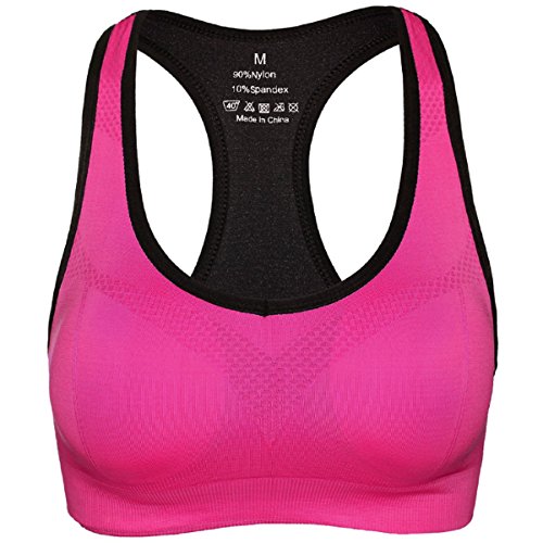 APIKA De Las Mujeres Amortiguador De Soporte De Alto Impacto Seamless Racer Back De Entrenamiento Respirable Sujetador Deportivo(XL,Rojo)