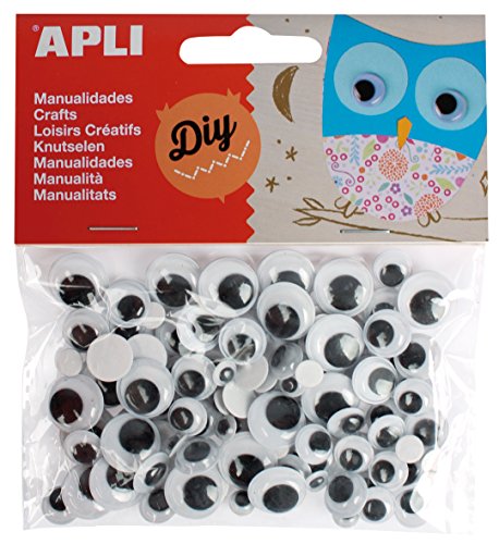 APLI - Bolsa ojos móviles negros redondos adhesivos, 100 uds APLI - Bolsa ojos móviles negros redondos adhesivos, 100 uds