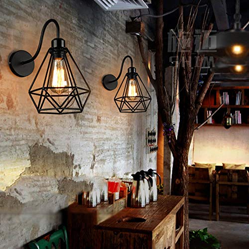 Aplique de pared de hierro vintage, Aplique de pared industrial de jaula, Aplique de metal negro E27, para decoración de cocina Aplique de pared de hierro vintage, Aplique de pared industrial de jaula, Aplique de metal negro E27, para decoración de cocina