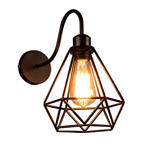 Aplique de pared de hierro vintage, Aplique de pared industrial de jaula, Aplique de metal negro E27, para decoración de cocina Aplique de pared de hierro vintage, Aplique de pared industrial de jaula, Aplique de metal negro E27, para decoración de cocina